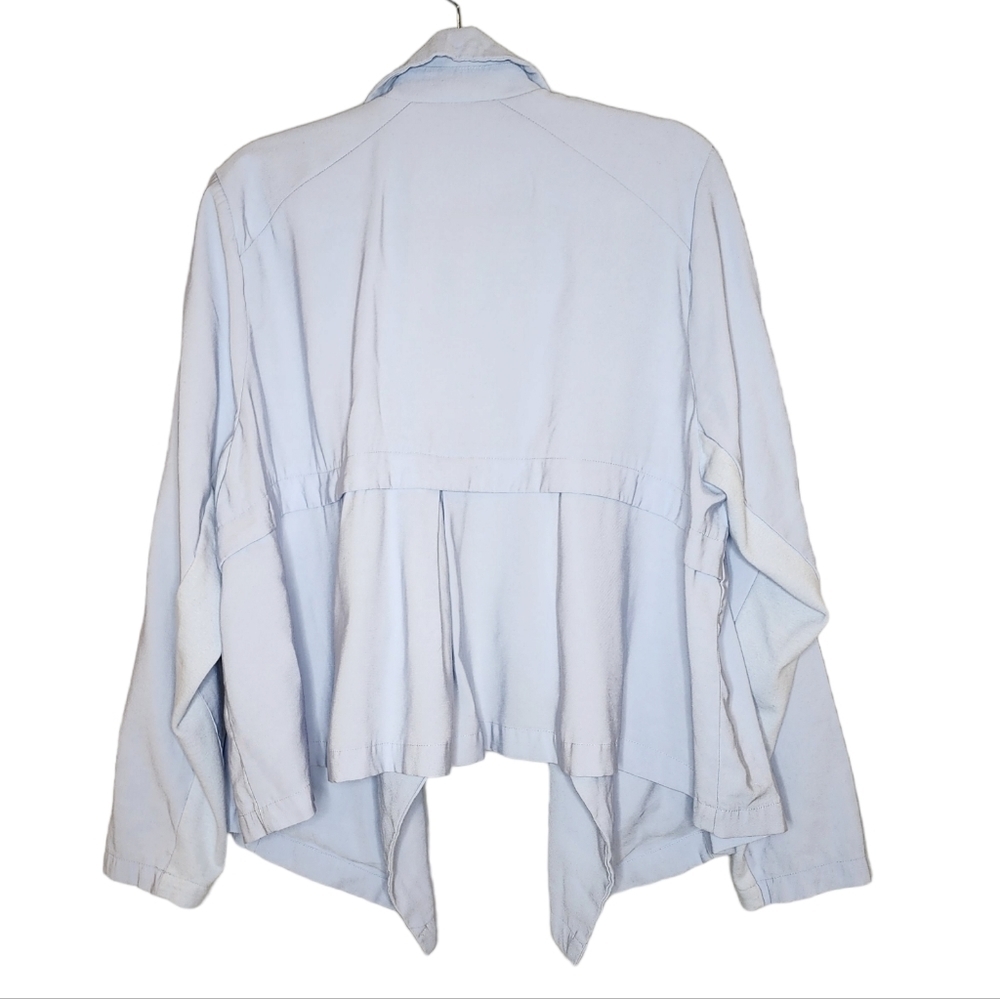 Torrid Light Blue Drape Front Twill Jacket With P… - image 6